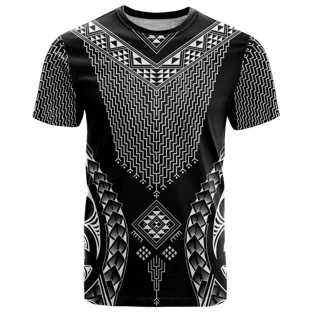 2025 Rugby Championship New Zealand Custom T Shirt Poutama Motifs LT7 Black - Polynesian Pride