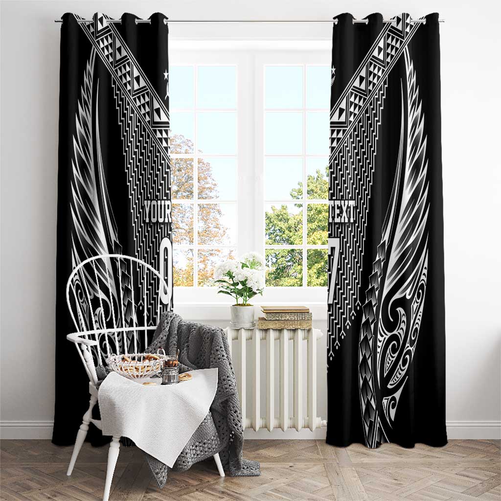 2025 Rugby Championship New Zealand Custom Window Curtain Poutama Motifs - Polynesian Pride