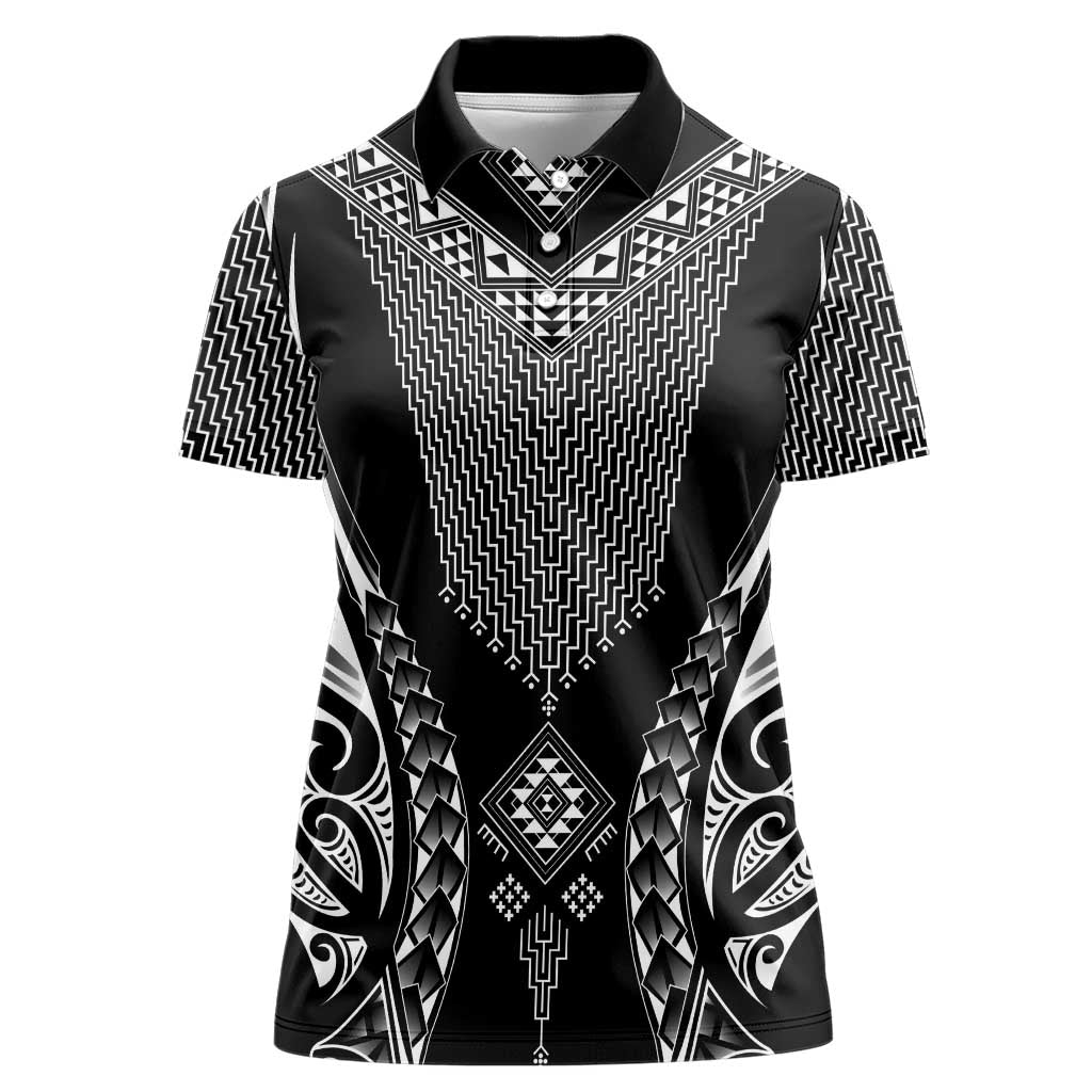2025 Rugby Championship New Zealand Custom Women Polo Shirt Poutama Motifs - Polynesian Pride