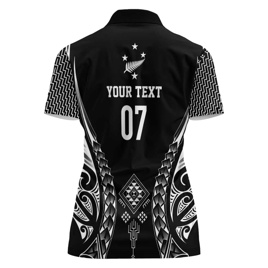 2025 Rugby Championship New Zealand Custom Women Polo Shirt Poutama Motifs - Polynesian Pride