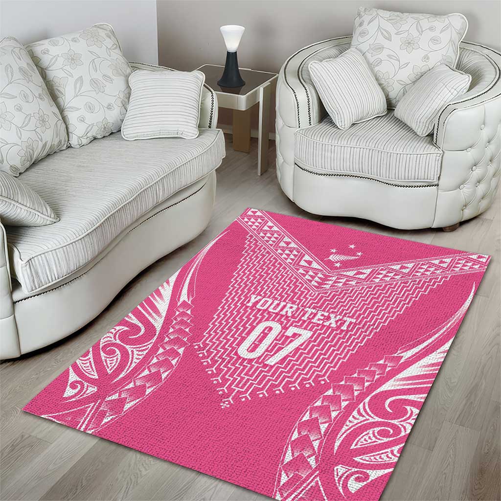 2025 Rugby Championship New Zealand Custom Area Rug Poutama Motifs - Pink Out - Polynesian Pride