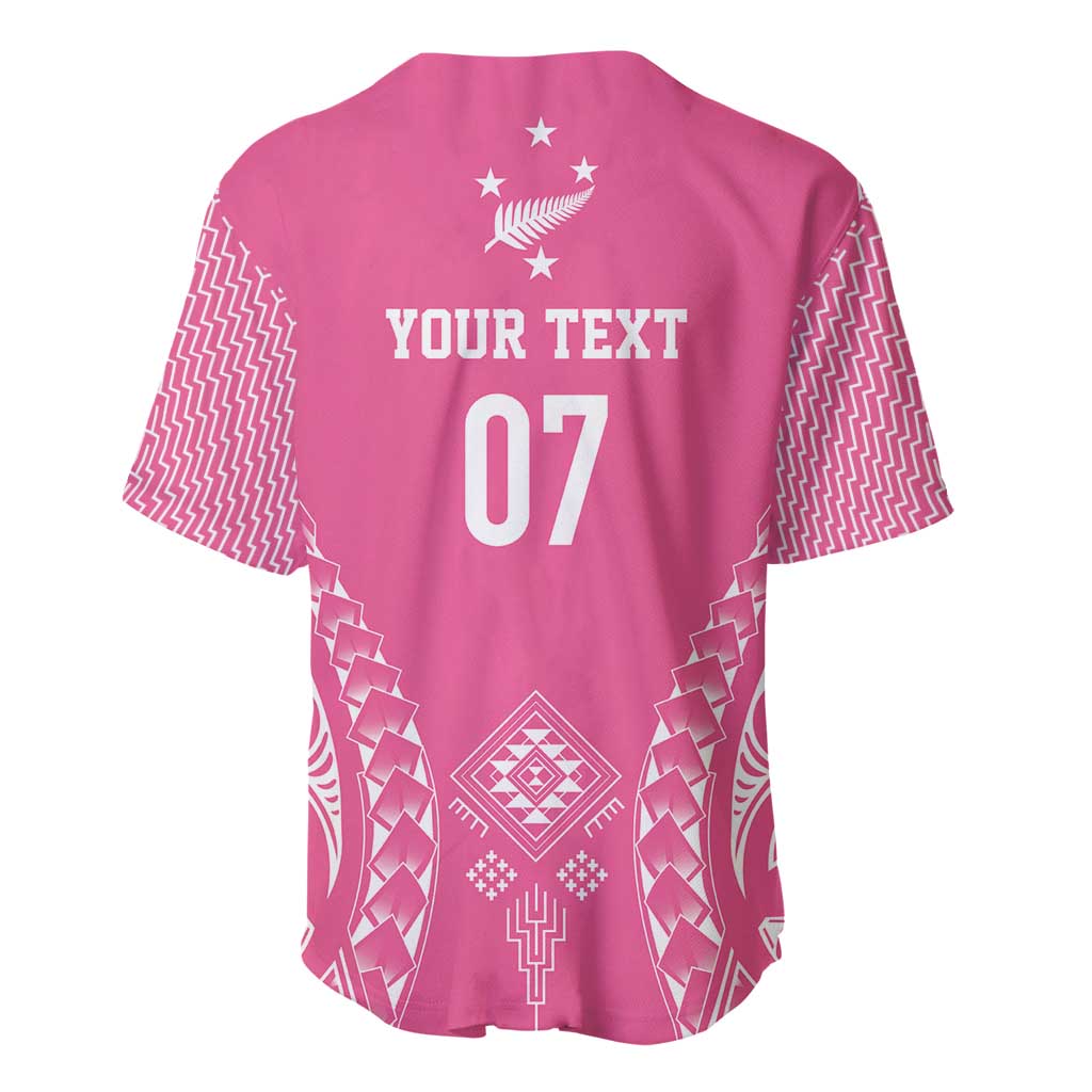 2025 Rugby Championship New Zealand Custom Baseball Jersey Poutama Motifs - Pink Out LT7 - Polynesian Pride