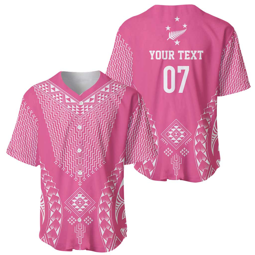 2025 Rugby Championship New Zealand Custom Baseball Jersey Poutama Motifs - Pink Out LT7 - Polynesian Pride