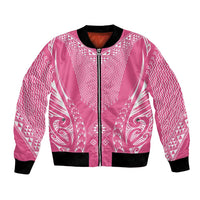 2025 Rugby Championship New Zealand Custom Bomber Jacket Poutama Motifs - Pink Out LT7 Unisex Pink - Polynesian Pride