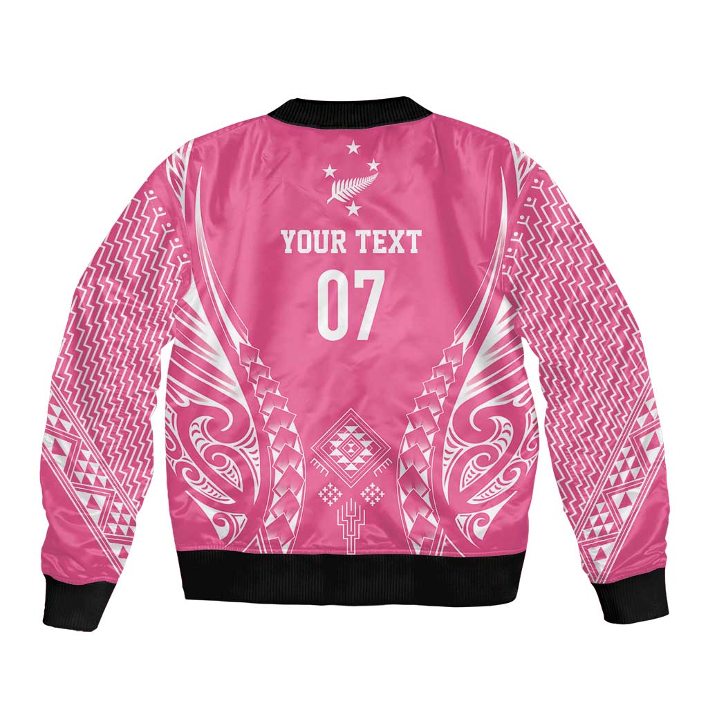 2025 Rugby Championship New Zealand Custom Bomber Jacket Poutama Motifs - Pink Out LT7 - Polynesian Pride