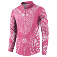 2025 Rugby Championship New Zealand Custom Button Sweatshirt Poutama Motifs - Pink Out - Polynesian Pride