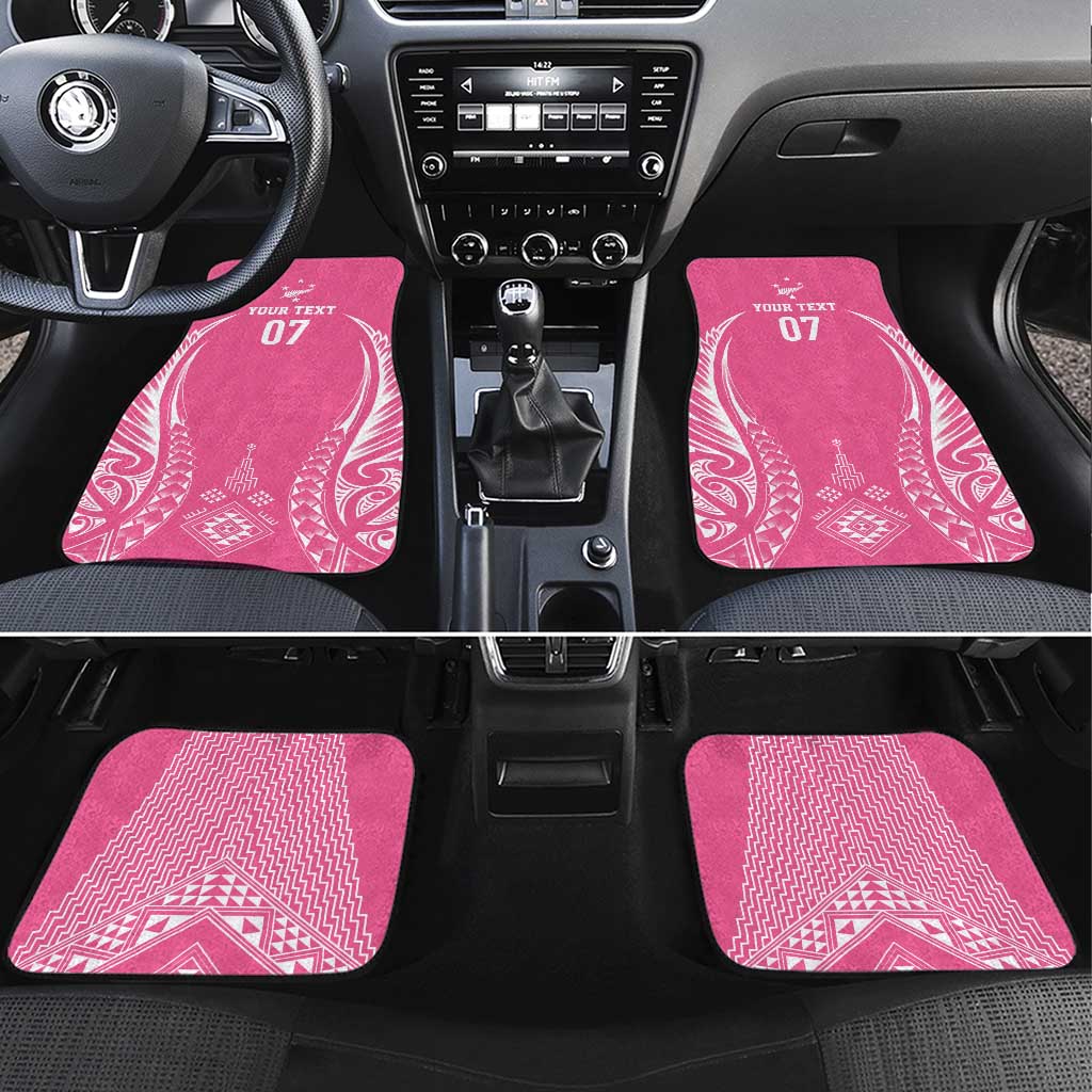 2025 Rugby Championship New Zealand Custom Car Mats Poutama Motifs - Pink Out LT7 Set 4pcs Pink - Polynesian Pride