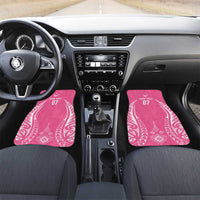 2025 Rugby Championship New Zealand Custom Car Mats Poutama Motifs - Pink Out LT7 Set 2pcs - Front Pink - Polynesian Pride