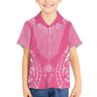 2025 Rugby Championship New Zealand Custom Family Matching Long Sleeve Bodycon Dress and Hawaiian Shirt Poutama Motifs - Pink Out LT7 Son's Shirt Pink - Polynesian Pride
