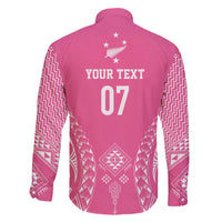 2025 Rugby Championship New Zealand Custom Family Matching Off The Shoulder Long Sleeve Dress and Hawaiian Shirt Poutama Motifs - Pink Out - Polynesian Pride