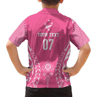 2025 Rugby Championship New Zealand Custom Family Matching Puletasi and Hawaiian Shirt Poutama Motifs - Pink Out LT7 - Polynesian Pride