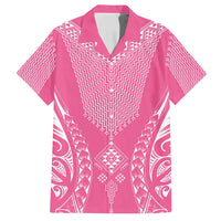 2025 Rugby Championship New Zealand Custom Family Matching Puletasi and Hawaiian Shirt Poutama Motifs - Pink Out LT7 Dad's Shirt - Short Sleeve Pink - Polynesian Pride