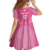 2025 Rugby Championship New Zealand Custom Family Matching Short Sleeve Bodycon Dress and Hawaiian Shirt Poutama Motifs - Pink Out LT7 - Polynesian Pride