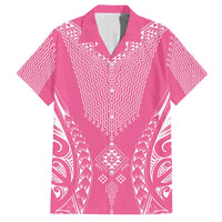 2025 Rugby Championship New Zealand Custom Family Matching Short Sleeve Bodycon Dress and Hawaiian Shirt Poutama Motifs - Pink Out LT7 Dad's Shirt - Short Sleeve Pink - Polynesian Pride