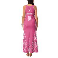 2025 Rugby Championship New Zealand Custom Family Matching Tank Maxi Dress and Hawaiian Shirt Poutama Motifs - Pink Out - Polynesian Pride