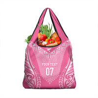 2025 Rugby Championship New Zealand Custom Grocery Bag Poutama Motifs - Pink Out - Polynesian Pride