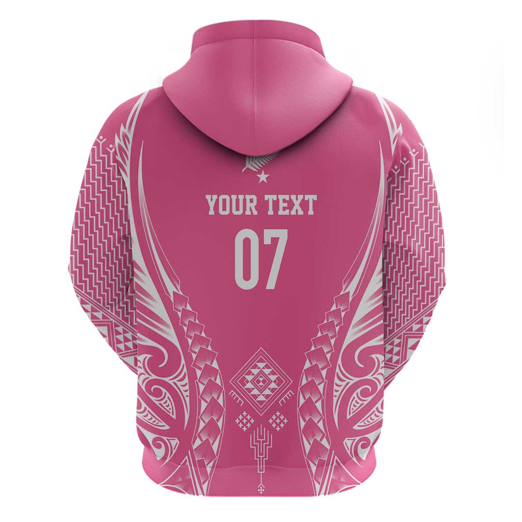 2025 Rugby Championship New Zealand Custom Hoodie Poutama Motifs - Pink Out - Polynesian Pride