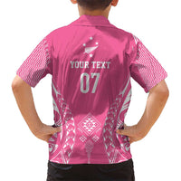 2025 Rugby Championship New Zealand Custom Kid Hawaiian Shirt Poutama Motifs - Pink Out - Polynesian Pride