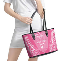 2025 Rugby Championship New Zealand Custom Leather Tote Bag Poutama Motifs - Pink Out LT7 - Polynesian Pride