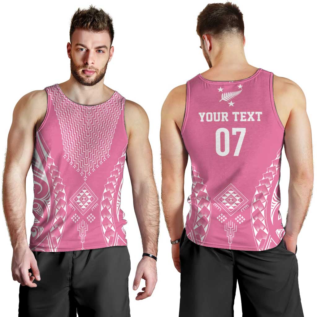 2025 Rugby Championship New Zealand Custom Men Tank Top Poutama Motifs - Pink Out - Polynesian Pride