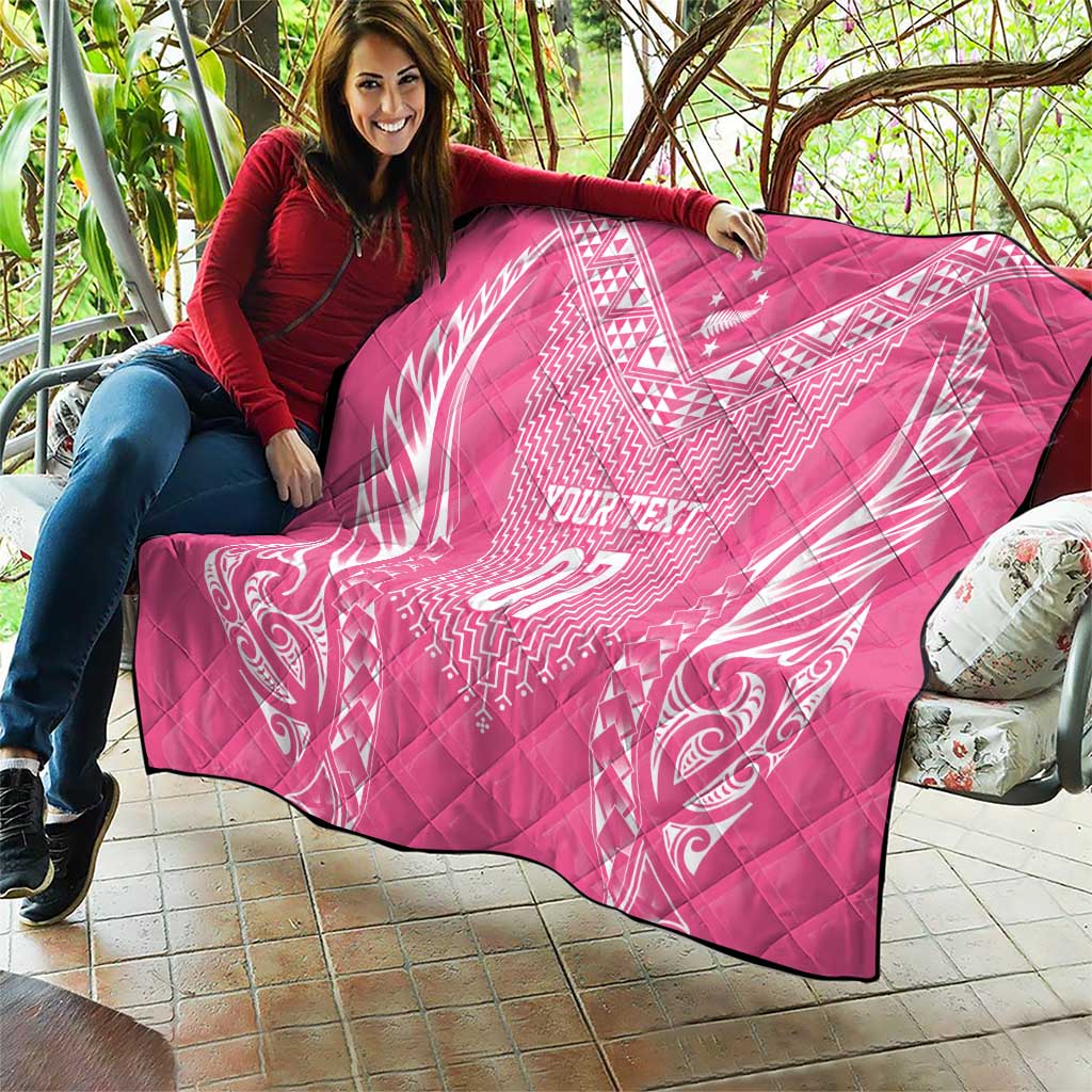 2025 Rugby Championship New Zealand Custom Quilt Poutama Motifs - Pink Out - Polynesian Pride