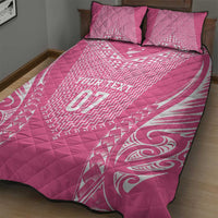 2025 Rugby Championship New Zealand Custom Quilt Bed Set Poutama Motifs - Pink Out LT7 - Polynesian Pride