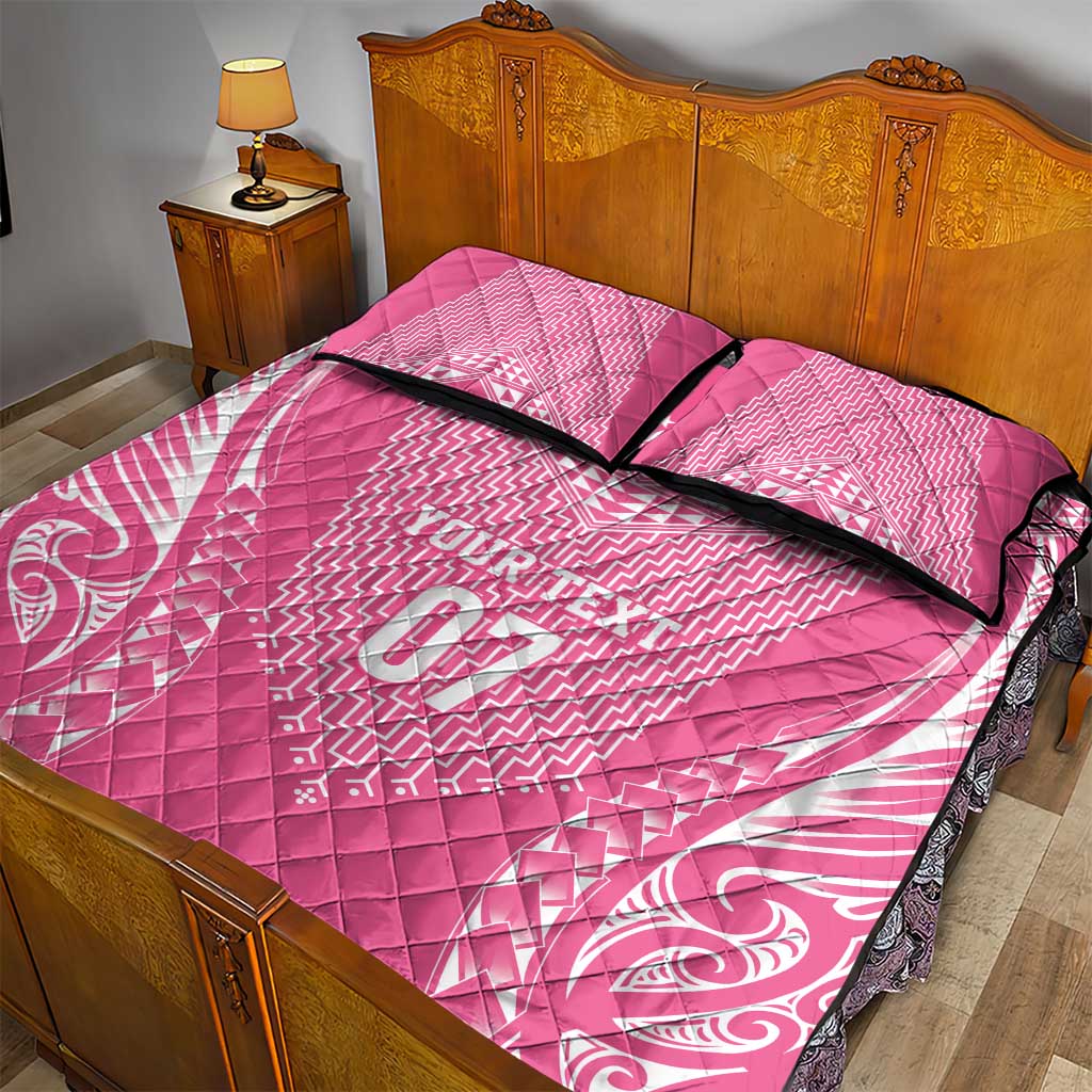 2025 Rugby Championship New Zealand Custom Quilt Bed Set Poutama Motifs - Pink Out LT7 - Polynesian Pride