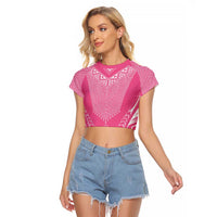 2025 Rugby Championship New Zealand Custom Raglan Cropped T Shirt Poutama Motifs - Pink Out - Polynesian Pride