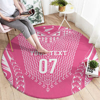 2025 Rugby Championship New Zealand Custom Round Carpet Poutama Motifs - Pink Out - Polynesian Pride