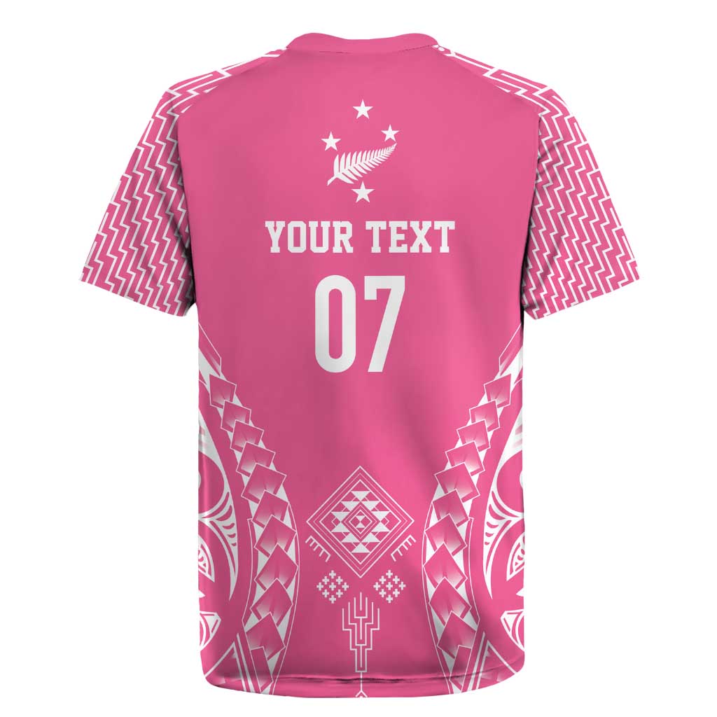 2025 Rugby Championship New Zealand Custom Rugby Jersey Poutama Motifs - Pink Out - Polynesian Pride