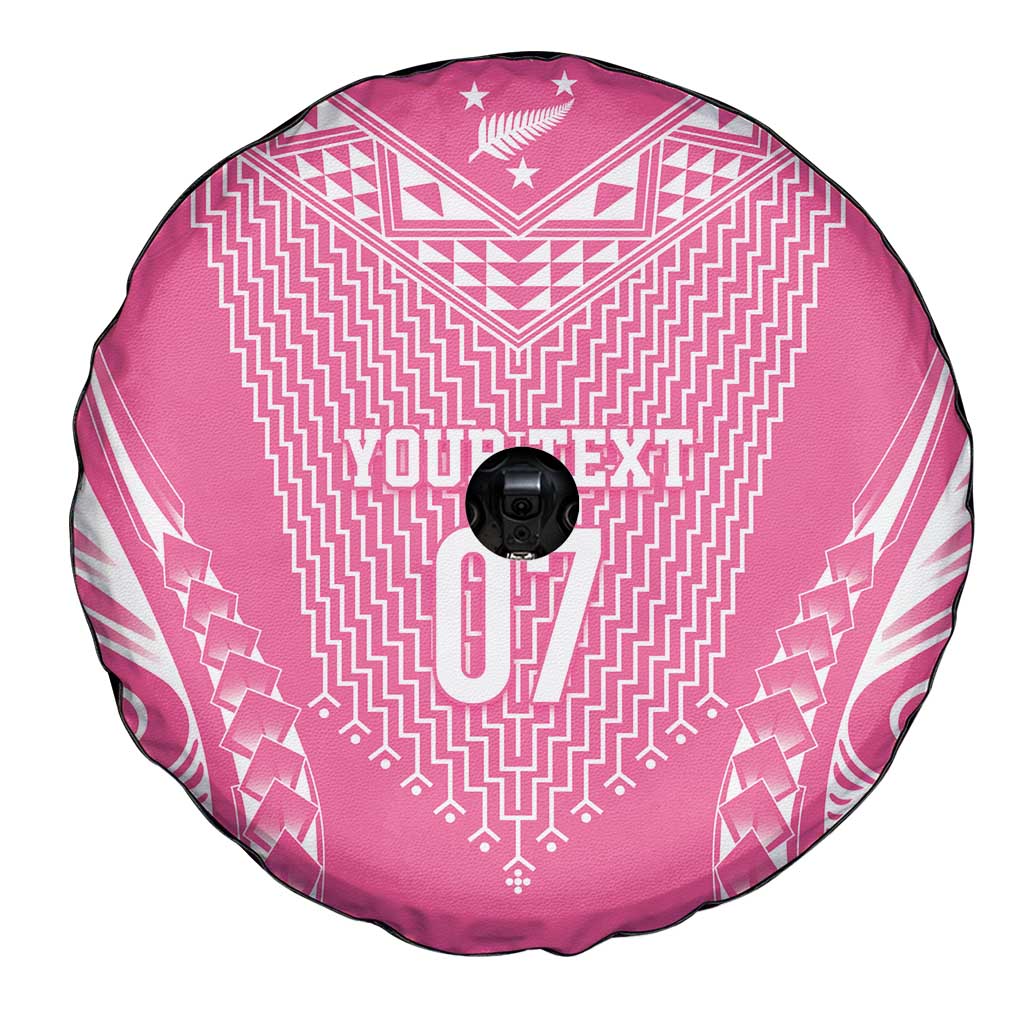 2025 Rugby Championship New Zealand Custom Spare Tire Cover Poutama Motifs - Pink Out - Polynesian Pride