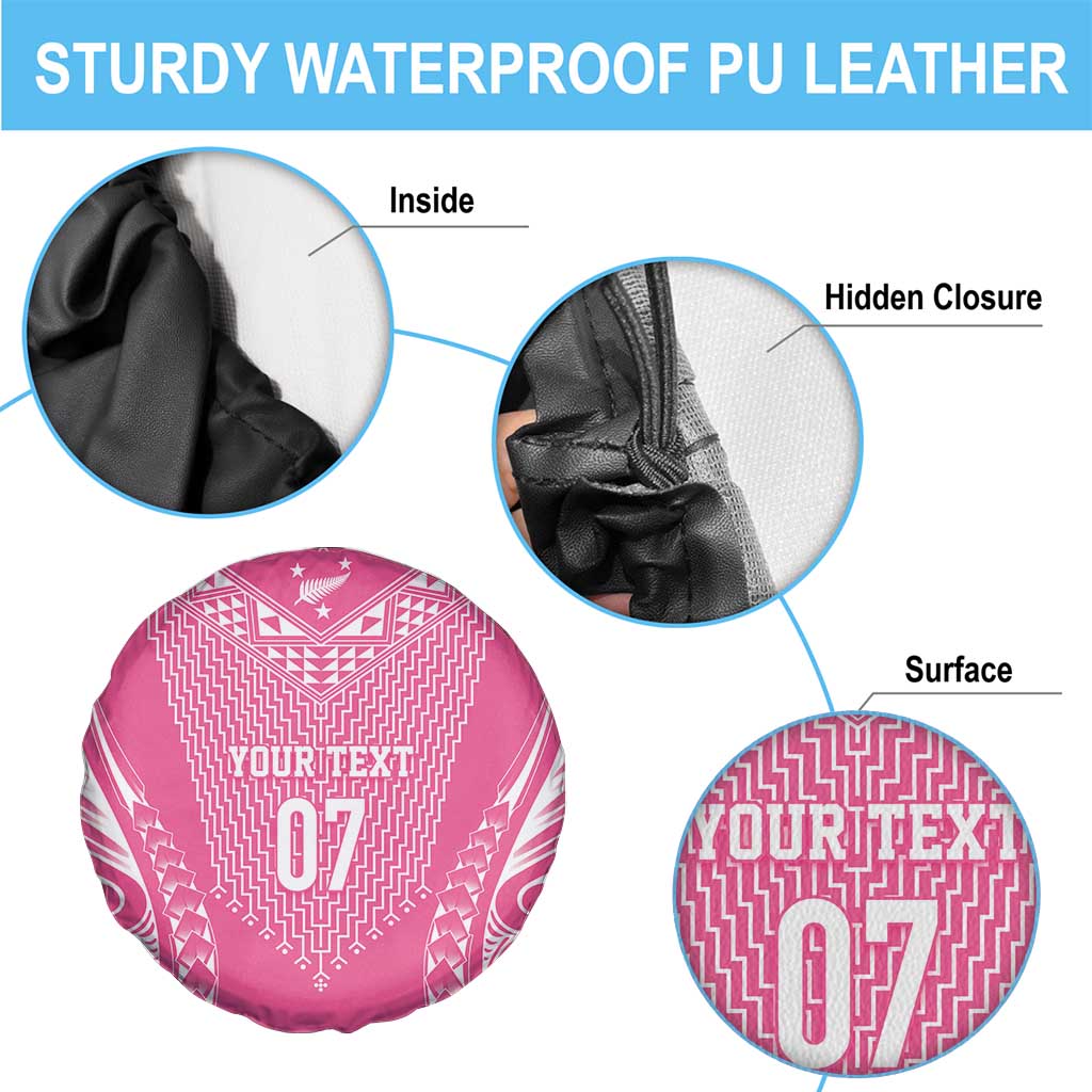 2025 Rugby Championship New Zealand Custom Spare Tire Cover Poutama Motifs - Pink Out - Polynesian Pride