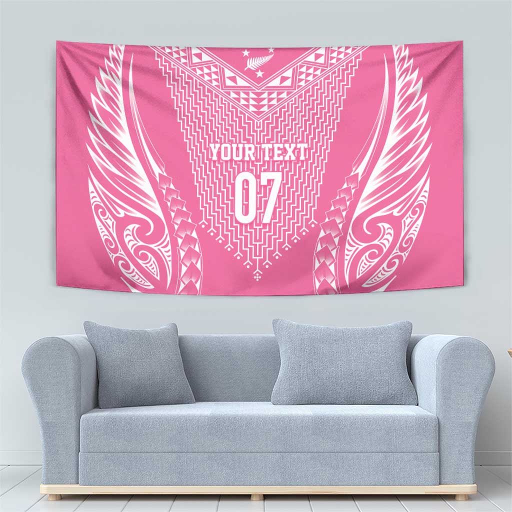 2025 Rugby Championship New Zealand Custom Tapestry Poutama Motifs - Pink Out - Polynesian Pride