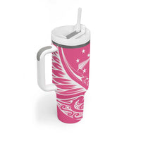 2025 Rugby Championship New Zealand Custom Tumbler With Handle Poutama Motifs - Pink Out - Polynesian Pride