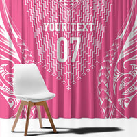 2025 Rugby Championship New Zealand Custom Window Curtain Poutama Motifs - Pink Out LT7 - Polynesian Pride