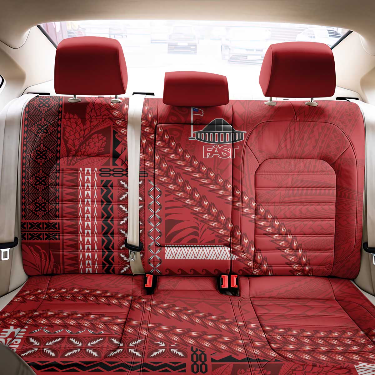 Samoa FAST Siapo Back Car Seat Cover Tatau-Ulafala Vines - Polynesian Pride