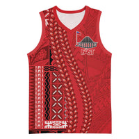 Samoa FAST Siapo Basketball Jersey Tatau-Ulafala Vines LT7 Unisex Red - Polynesian Pride