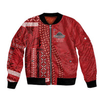 Samoa FAST Siapo Bomber Jacket Tatau-Ulafala Vines LT7 Unisex Red - Polynesian Pride
