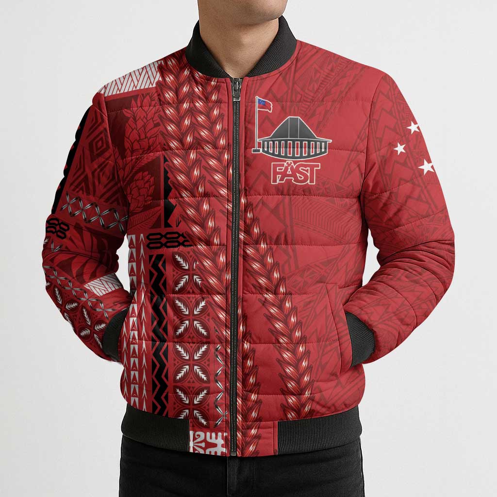 Samoa FAST Siapo Bomber Puffer Jacket Tatau-Ulafala Vines - Polynesian Pride