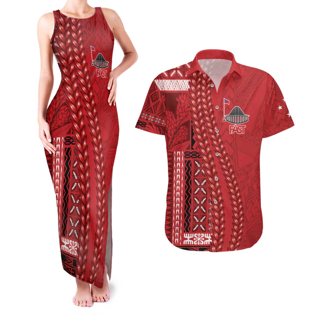 Samoa FAST Siapo Couples Matching Tank Maxi Dress and Hawaiian Shirt Tatau-Ulafala Vines - Polynesian Pride