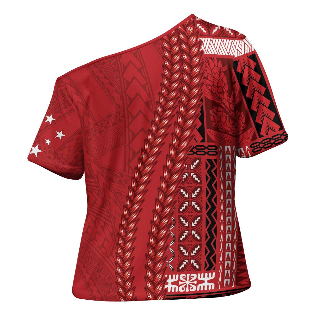 Samoa FAST Siapo Cross Shoulder Shirt Tatau-Ulafala Vines - Polynesian Pride