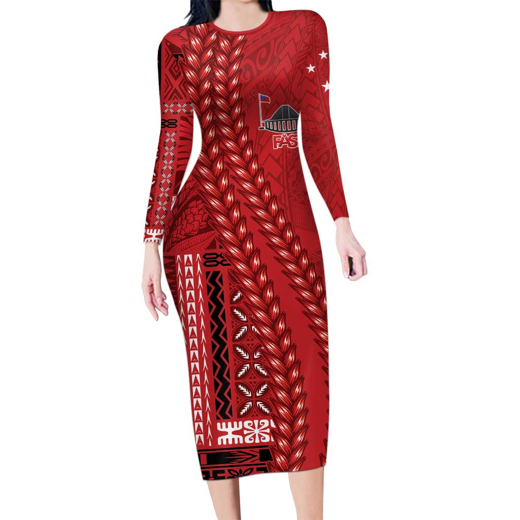 Samoa FAST Siapo Family Matching Long Sleeve Bodycon Dress and Hawaiian Shirt Tatau-Ulafala Vines - Polynesian Pride