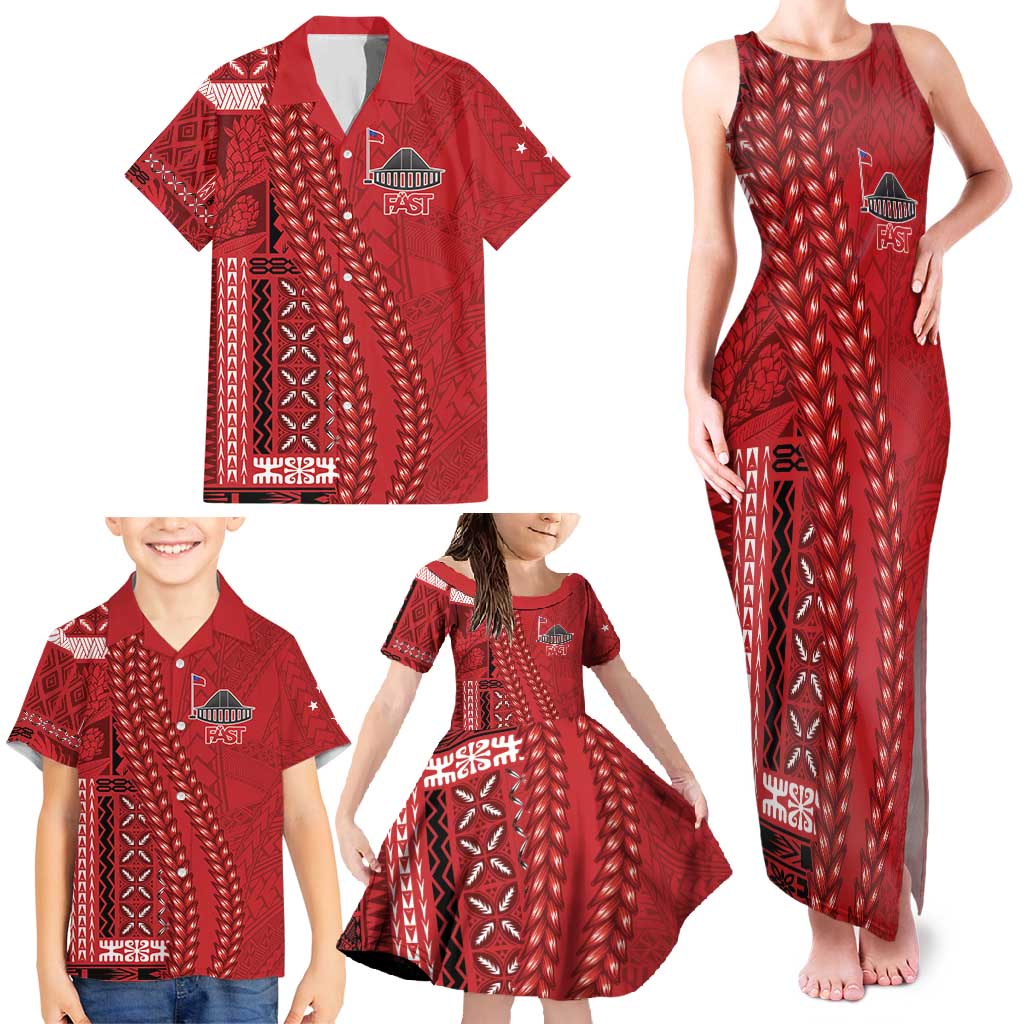 Samoa FAST Siapo Family Matching Tank Maxi Dress and Hawaiian Shirt Tatau-Ulafala Vines - Polynesian Pride