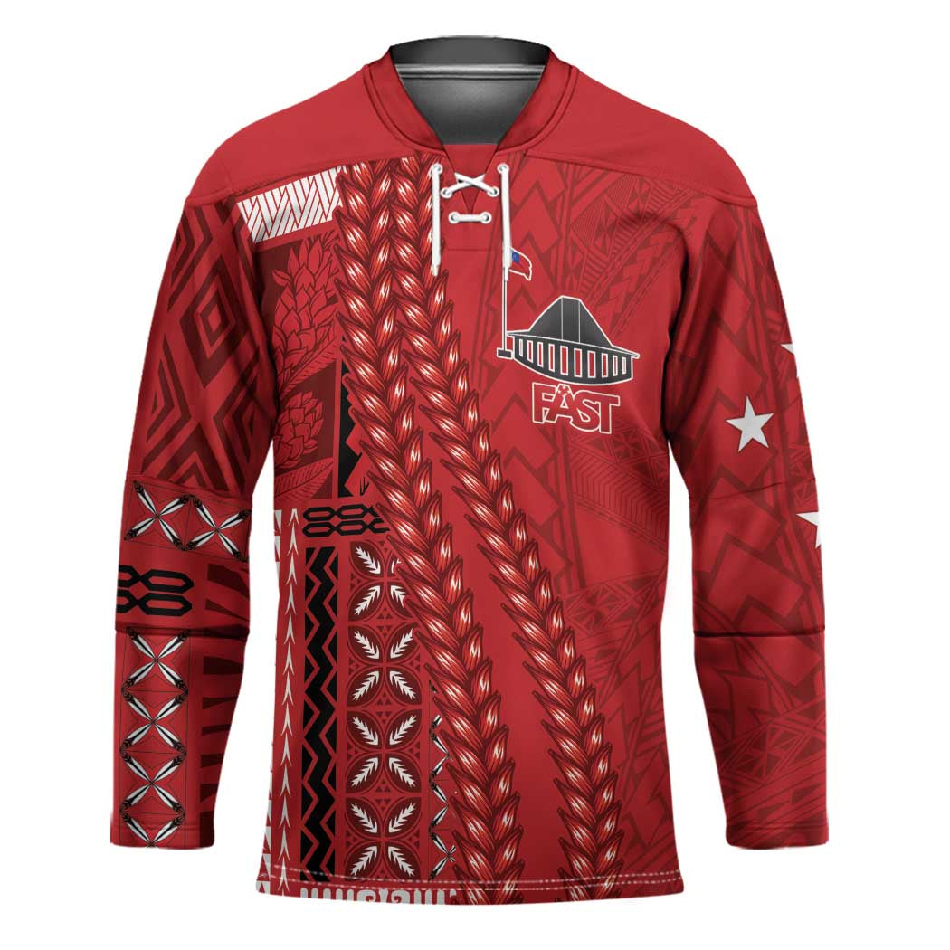Samoa FAST Siapo Hockey Jersey Tatau-Ulafala Vines LT7 Unisex Red - Polynesian Pride