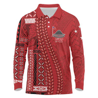 Samoa FAST Siapo Long Sleeve Polo Shirt Tatau-Ulafala Vines - Polynesian Pride