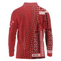 Samoa FAST Siapo Long Sleeve Polo Shirt Tatau-Ulafala Vines - Polynesian Pride