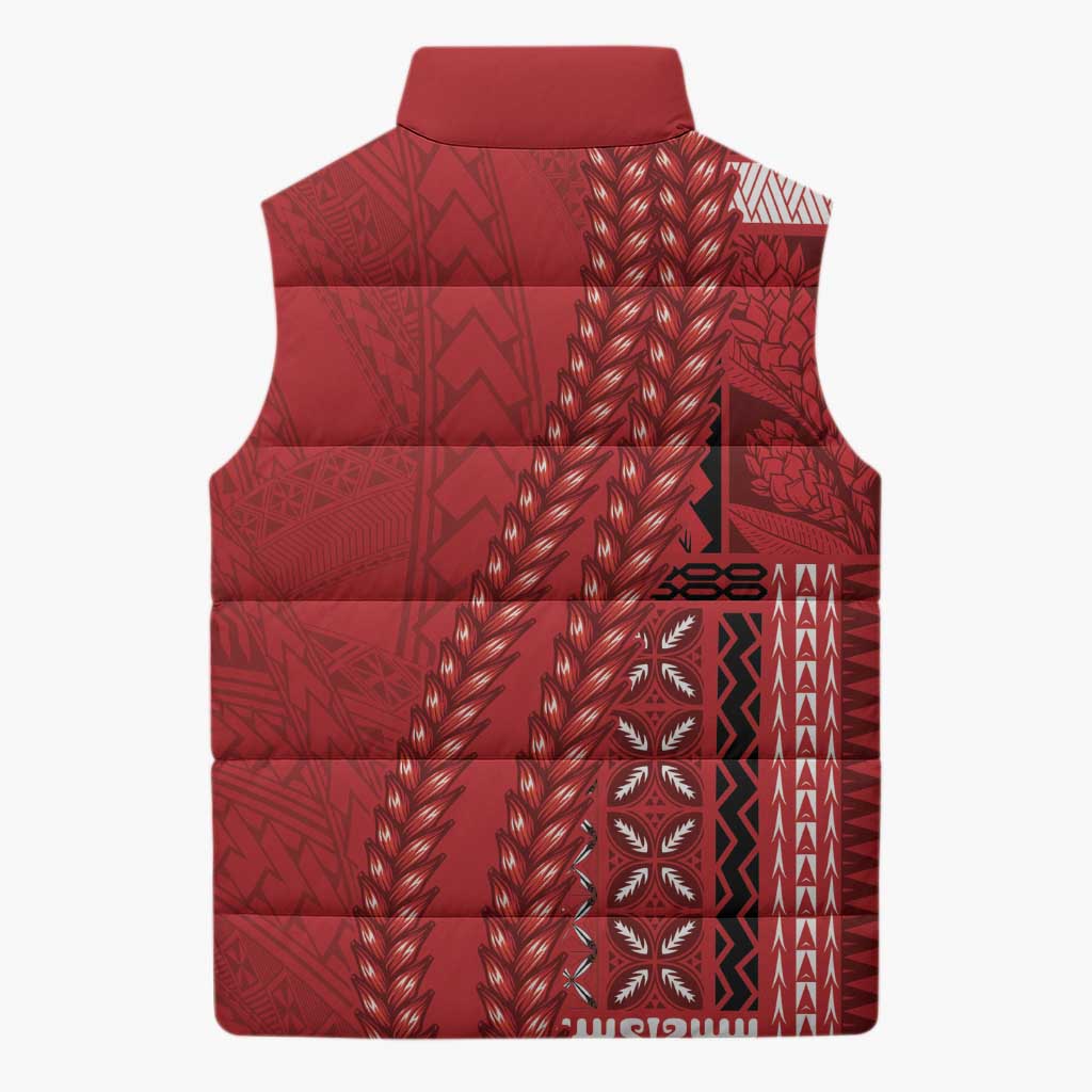 Samoa FAST Siapo Sleeveless Puffer Jacket Tatau-Ulafala Vines - Polynesian Pride