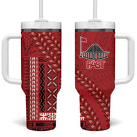Samoa FAST Siapo Tumbler With Handle Tatau-Ulafala Vines LT7 One Size: 40 oz Red - Polynesian Pride