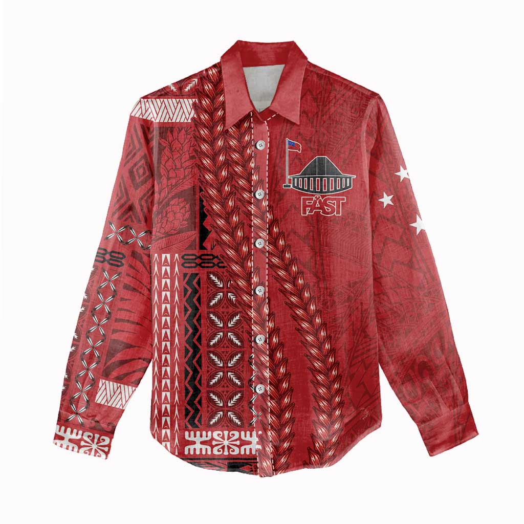 Samoa FAST Siapo Women Casual Shirt Tatau-Ulafala Vines - Polynesian Pride