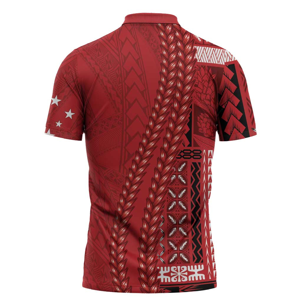 Samoa FAST Siapo Zipper Polo Shirt Tatau-Ulafala Vines LT7 - Polynesian Pride
